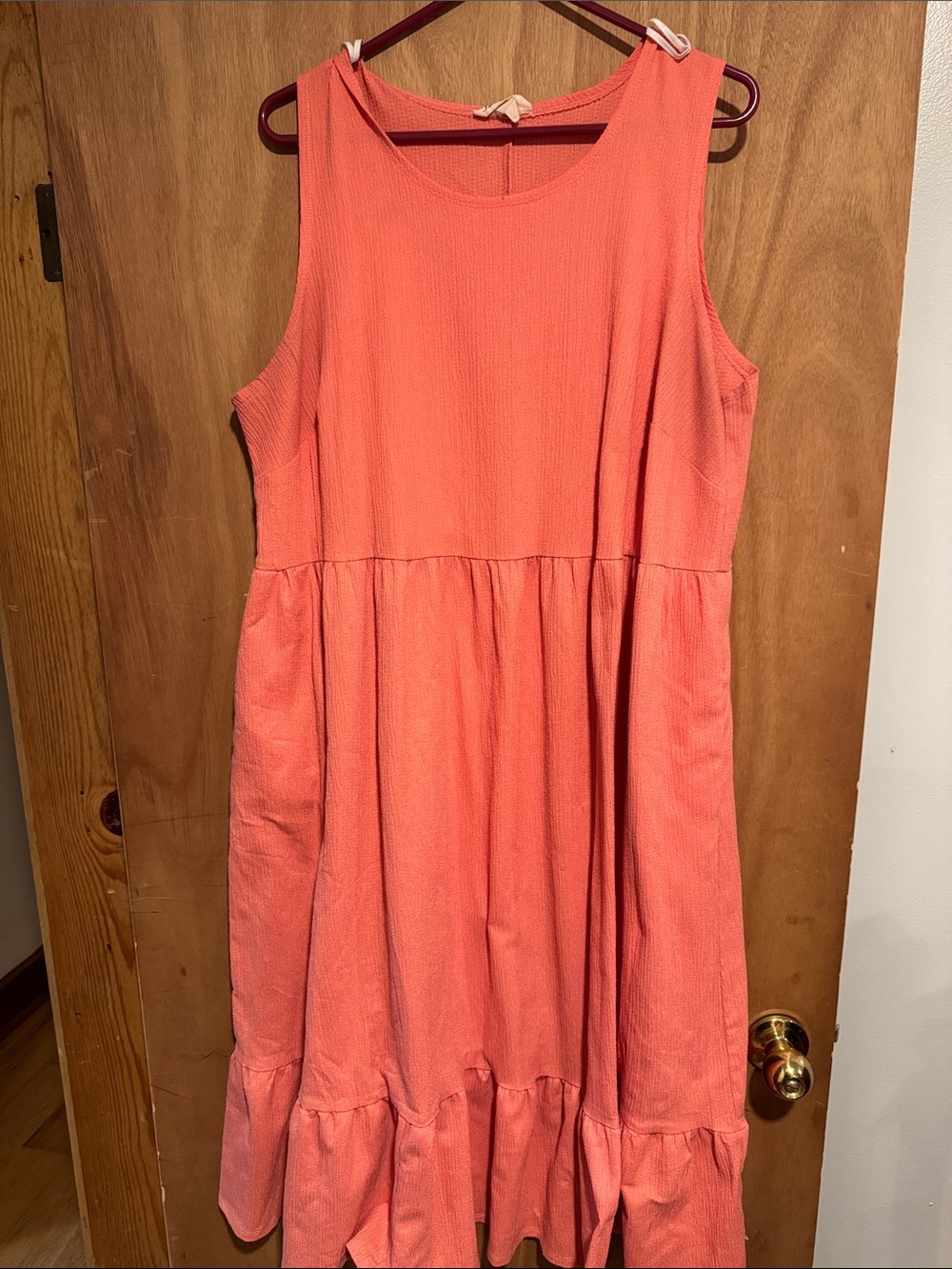 Girls Coral Sleeveless Ruffle-Hem Casual Dress
